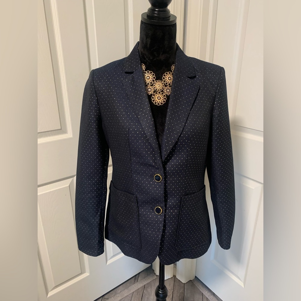 BB Dakota Navy Blue Blazer with Gold  Dots